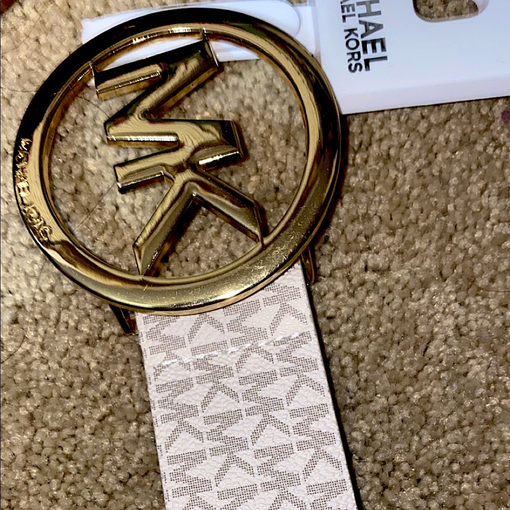 BIG OVERSIZED BELT BUCKLE MICHAEL KORS MK Gold LOGO MONOGRAM